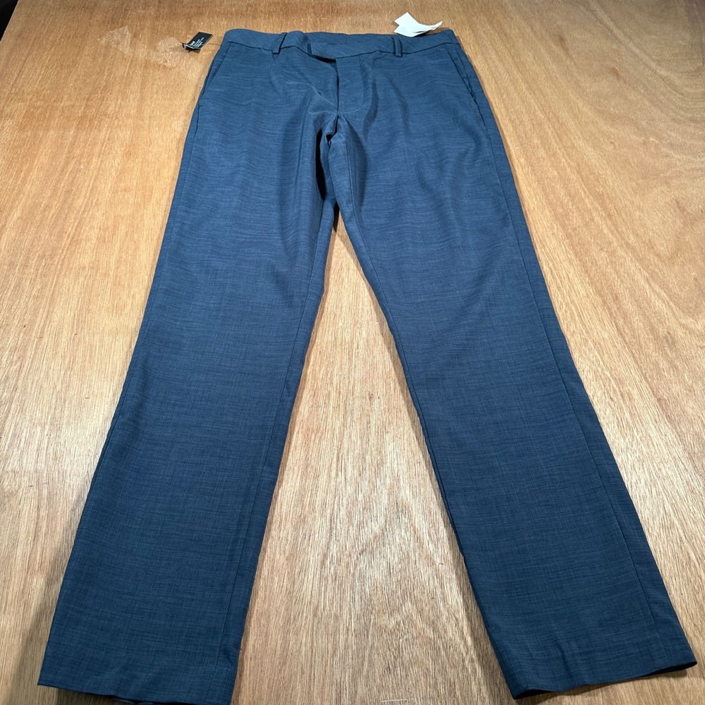 Van Heusen Dress Pants Mens 30x30 Storm Blue Slim Fit Textured Formal Trousers